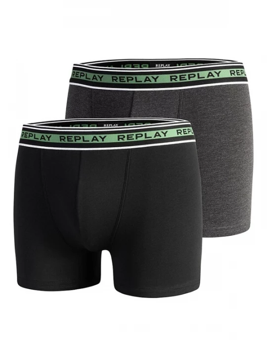 Foto van product REPLAY Boxershorts antraciet / lichtgroen / zwart / wit