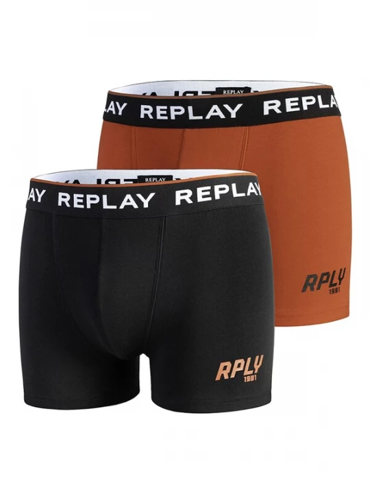 Foto van product REPLAY Boxershorts cognac / zwart / wit