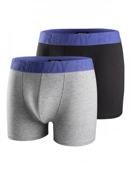 Foto van product REPLAY Boxershorts grijs gemêleerd / violetblauw / zwart