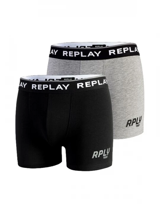 Foto van product REPLAY Boxershorts grijs gemêleerd / zwart / wit