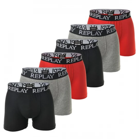 Foto van product REPLAY Boxershorts grijs / rood / zwart