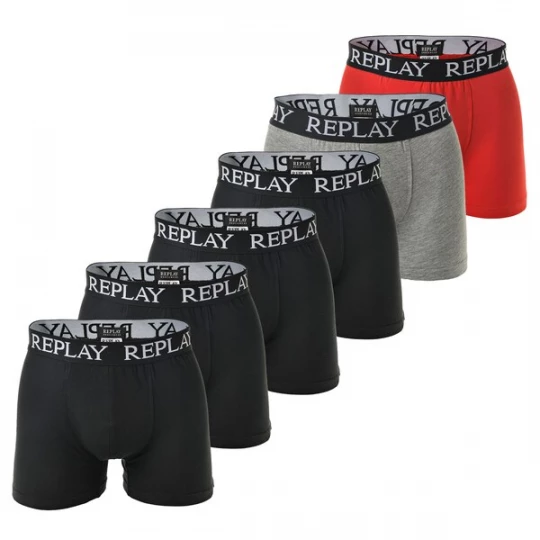Foto van product REPLAY Boxershorts grijs / rood / zwart / wit