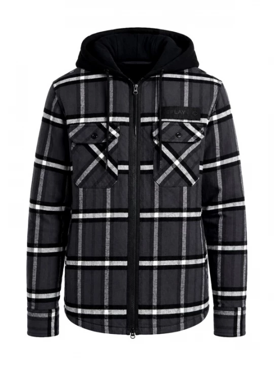Foto van product REPLAY Overhemd donkergrijs / zwart / offwhite