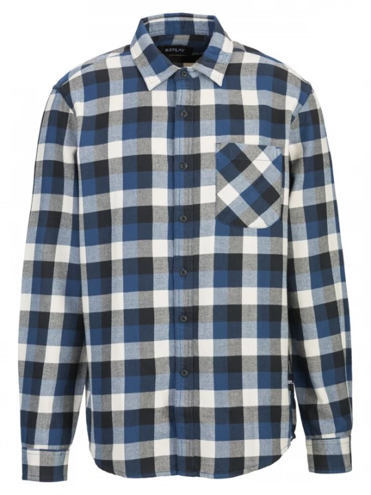 Foto van product REPLAY Overhemd navy / donkerblauw / wit