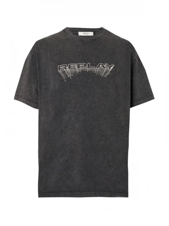 Foto van product REPLAY Shirt lichtgrijs / zwart / wit