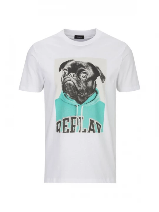 Foto van product REPLAY Shirt 'Mops' turquoise / zwart / wit