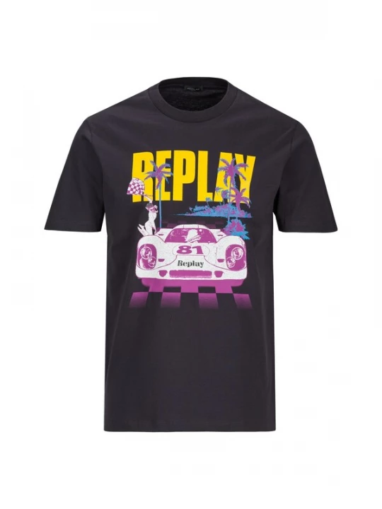 Foto van product REPLAY Shirt 'Racing Car' geel / rosa / zwart
