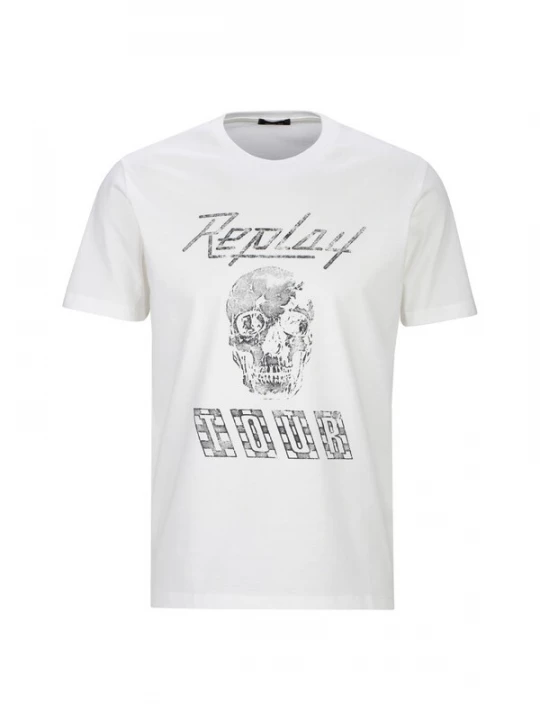 Foto van product REPLAY Shirt 'Skull' donkergrijs / wit