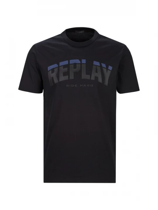 Foto van product REPLAY Shirt 'Two Color Letter' blauw / zwart