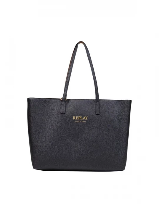 Foto van product REPLAY Shopper 'PLAIN SYNTHETIC + VELVETY SYNTHETIC + CU FW01CA.000.A7243Y' zwart