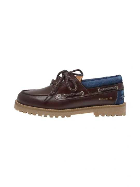 Foto van product REPLAY Veterschoen 'Desert' blauw denim / donkerbruin