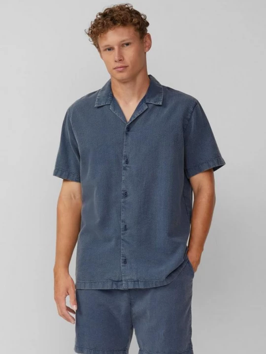 Foto van product Resort fit: gewassen overhemd van gestructureerde stof QS blauw