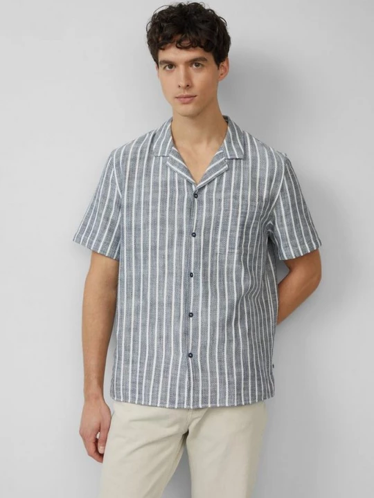 Foto van product Resort fit: katoenen shirt met gestructureerde strepen s.Oliver blauw