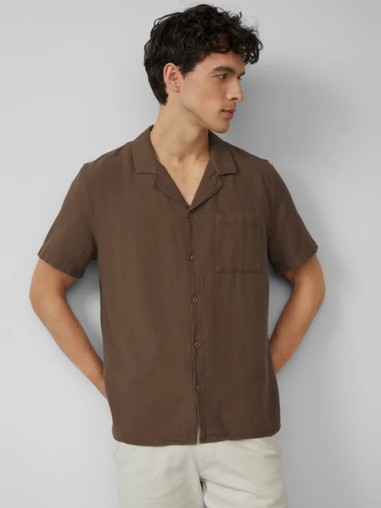 Foto van product Resort fit: katoenen shirt met gestructureerde strepen s.Oliver bruin