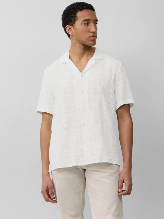 Foto van product Resort fit: overhemd met korte mouwen en jacquard strepen s.Oliver wit