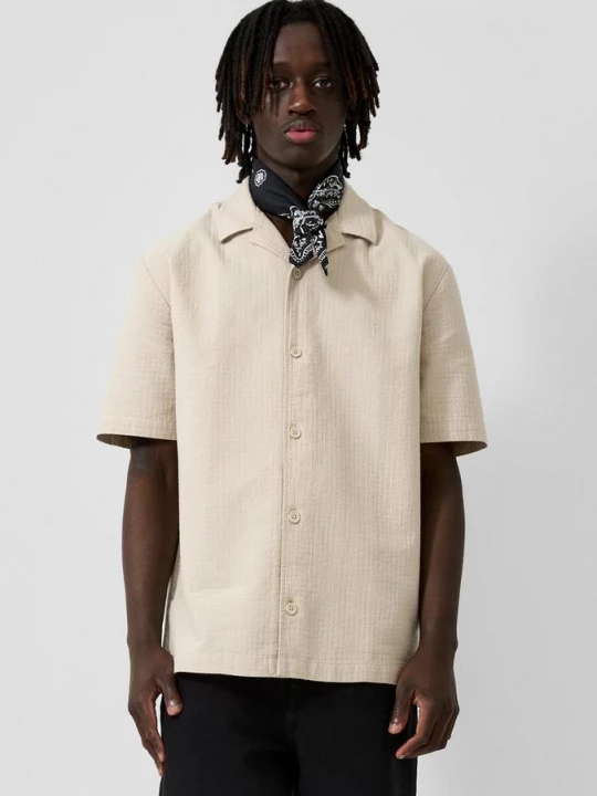 Foto van product Resort fit: shirt met korte mouwen en structuur QS beżowy