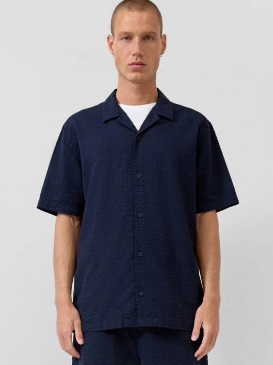 Foto van product Resort pasvorm: seersucker overhemd QS blauw