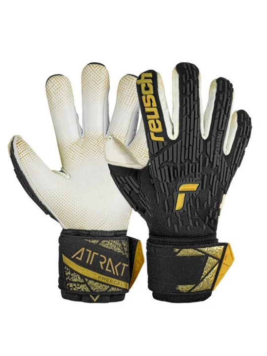 Foto van product REUSCH Sporthandschoenen 'Attrakt Freegel Gold X GluePrint Finger Support' goud / zwart / wit