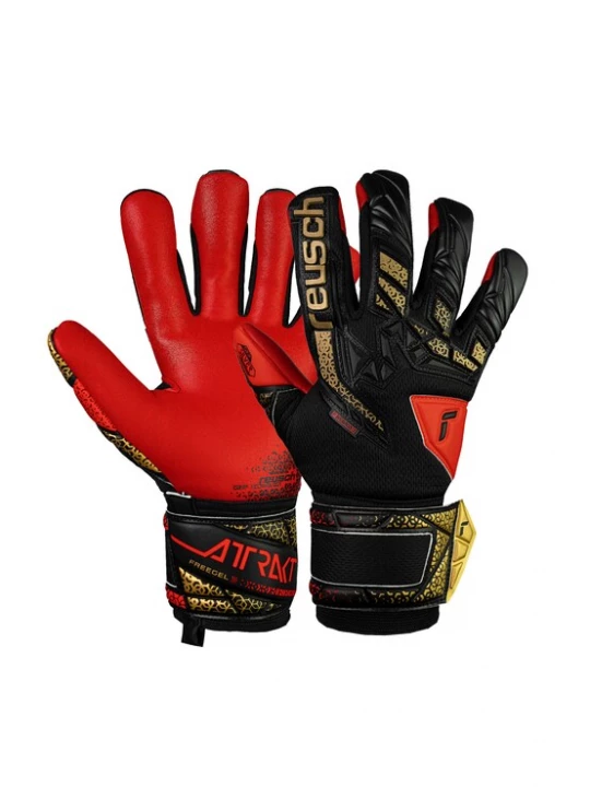 Foto van product REUSCH Sporthandschoenen 'Attrakt Freegel Silver' goudgeel / rood / zwart