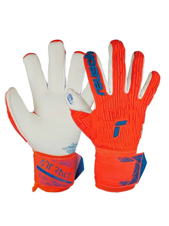 Foto van product REUSCH Sporthandschoenen 'Attrakt Gold X Freegel' enziaan / neonoranje / offwhite
