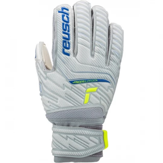 Foto van product REUSCH Sporthandschoenen 'Attrakt Grip Finger Support' blauw / neongeel / lichtgrijs