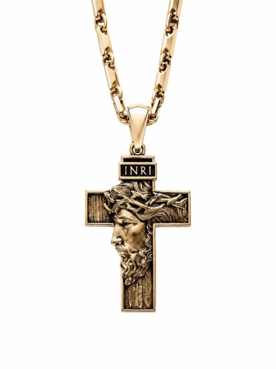Foto van product REYTEL Hangers 'FACE OF JESUS CHRIST. INRI' goud