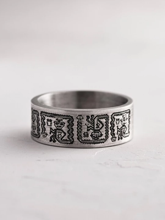 Foto van product REYTEL Ring 'AZTEC AND MAYAN HIEROGLYPHICS' zilver