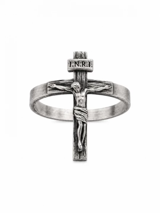 Foto van product REYTEL Ring 'JESUS CRUCIFIX INRI' zilver