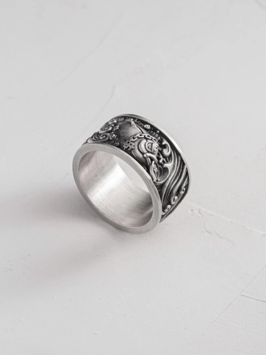 Foto van product REYTEL Ring 'MONEY GRABBING FISH' zilver