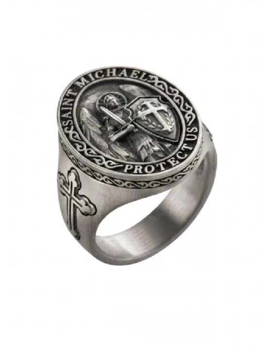 Foto van product REYTEL Ring 'SAINT MICHAEL PROTECT US' zilver