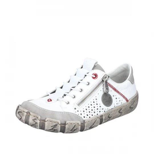 Foto van product Rieker Sportieve veterschoen grijs / rood / wit