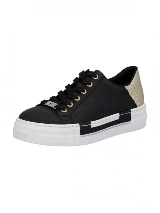 Foto van product Rieker Sportieve veterschoen zwart / zilver