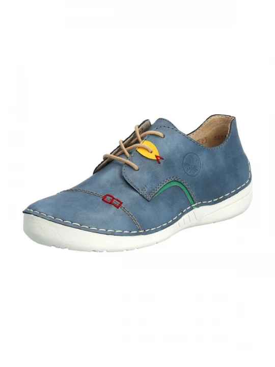 Foto van product Rieker Veterschoen blauw denim / geel / groen / rood