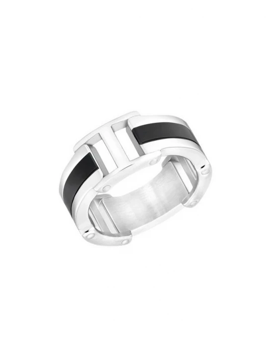 Foto van product Ring IP zwart edelstaal s.Oliver grijs