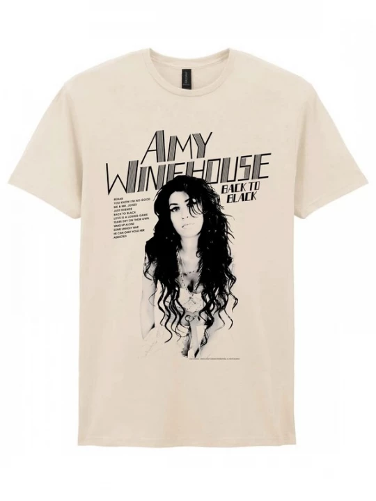 Foto van product Rockshirts Shirt 'Amy Winehouse Back To Black Tracks T-Shirt' natuurwit