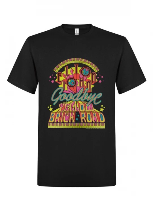 Foto van product Rockshirts Shirt 'Elton John Goodbuy Yellow Brick Road T-Shirt' zwart