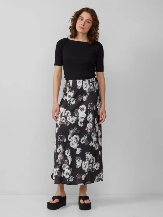 Foto van product Rok met all-over print in satijnlook QS zwart