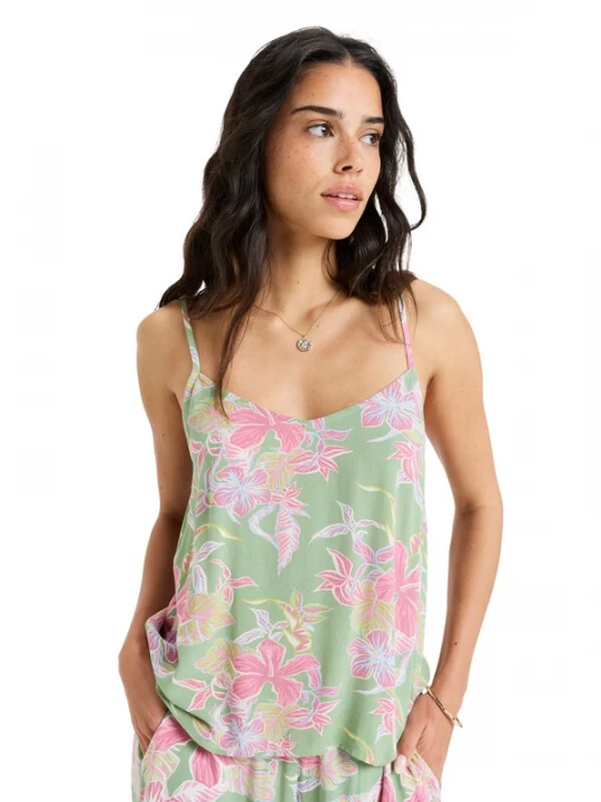 Foto van product ROXY Top 'Hibiscus Island' lichtblauw / lichtgroen / rosa / wit