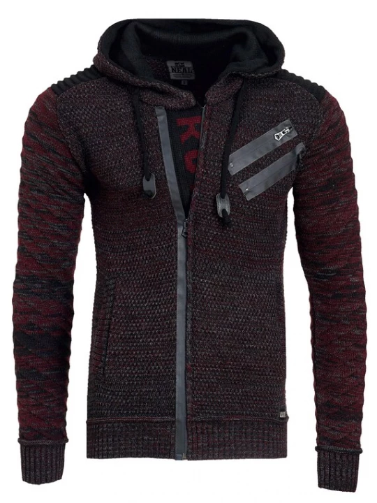 Foto van product Rusty Neal Gebreid vest grijs / bordeaux / zwart
