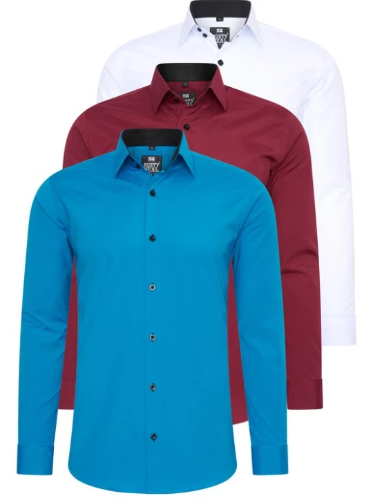 Foto van product Rusty Neal Overhemd blauw / donkerrood / wit