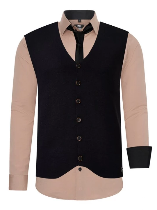 Foto van product Rusty Neal Overhemd cappuccino / zwart