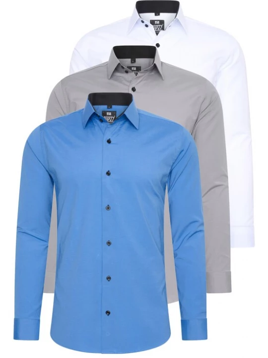 Foto van product Rusty Neal Overhemd royal blue / koningsblauw / grijs / wit
