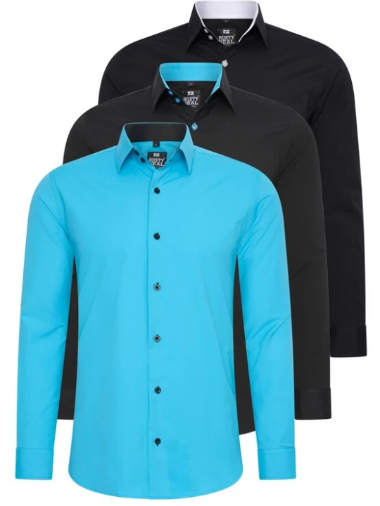Foto van product Rusty Neal Overhemd turquoise / zwart