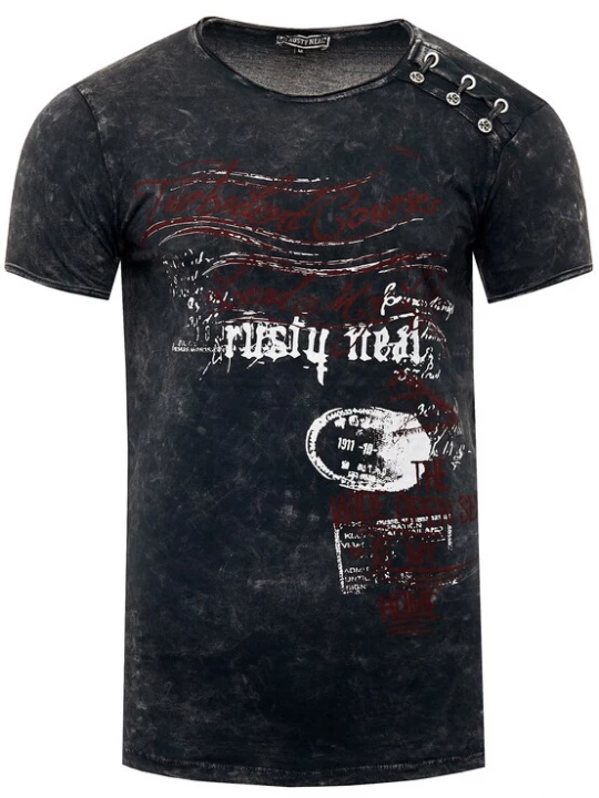 Foto van product Rusty Neal Shirt antraciet / donkerrood / wit