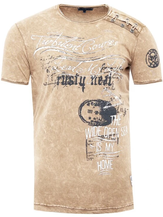 Foto van product Rusty Neal Shirt camel / zwart / wit