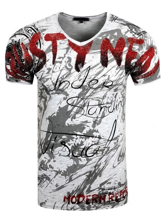 Foto van product Rusty Neal Shirt grijs / donkerrood / wit