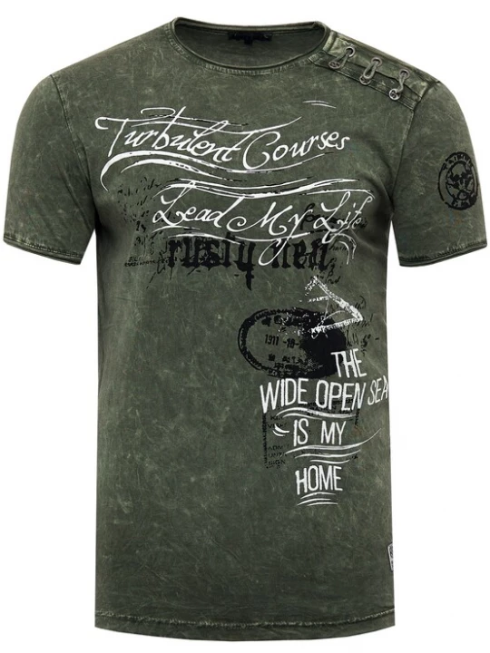 Foto van product Rusty Neal Shirt kaki / zwart / wit