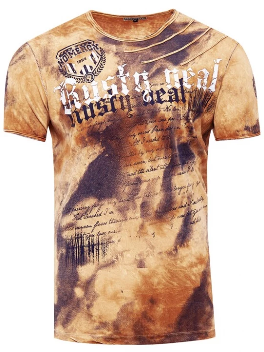 Foto van product Rusty Neal Shirt lichtbruin / violetblauw / wit