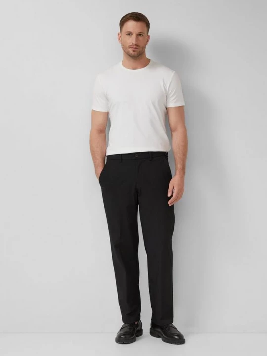 Foto van product s.O NOW: Casual broek met wijde pijpen van stretchkeperstof met elastische tailleband s.Oliver zwart
