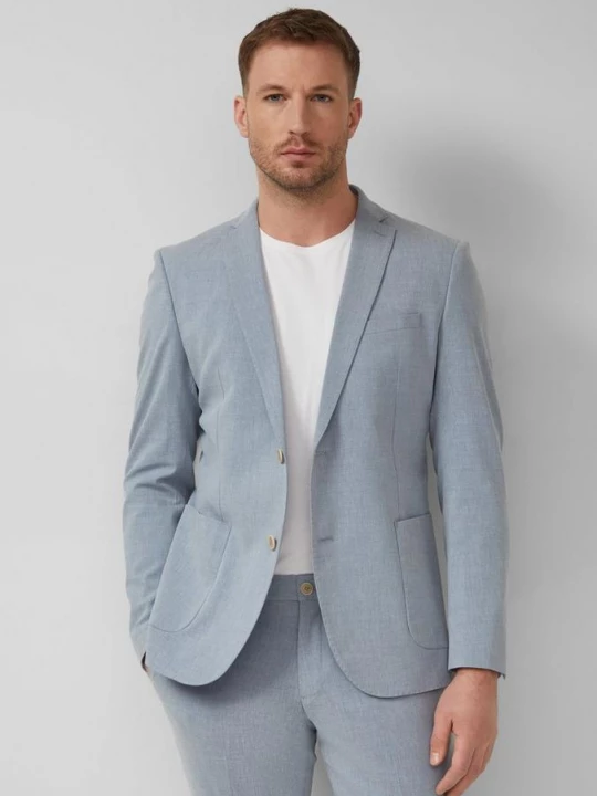 Foto van product s.O PURE: Slim-fit jasje van een elastische linnenmix s.Oliver blauw